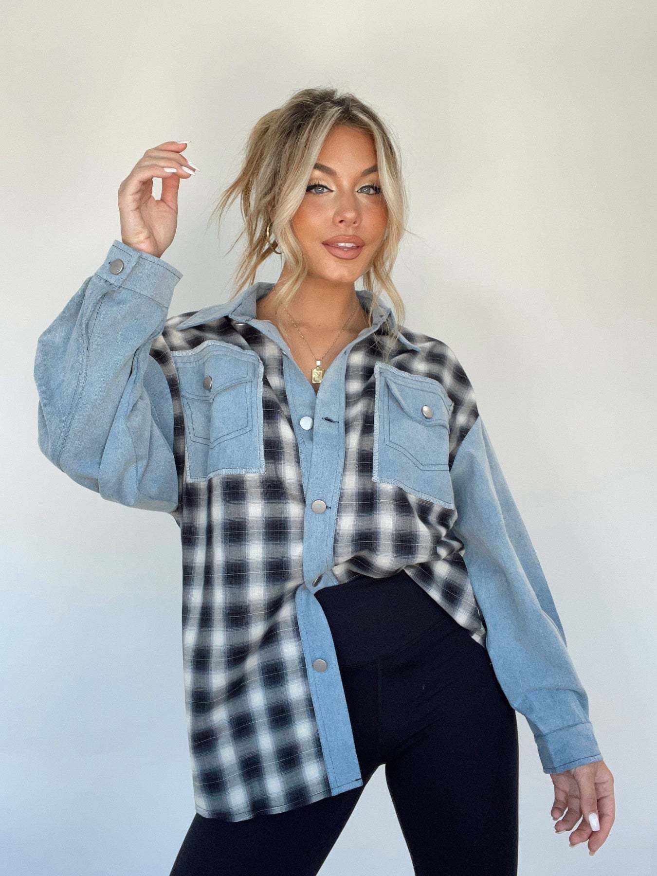 Modern Denim and Plaid Hybrid Shirt