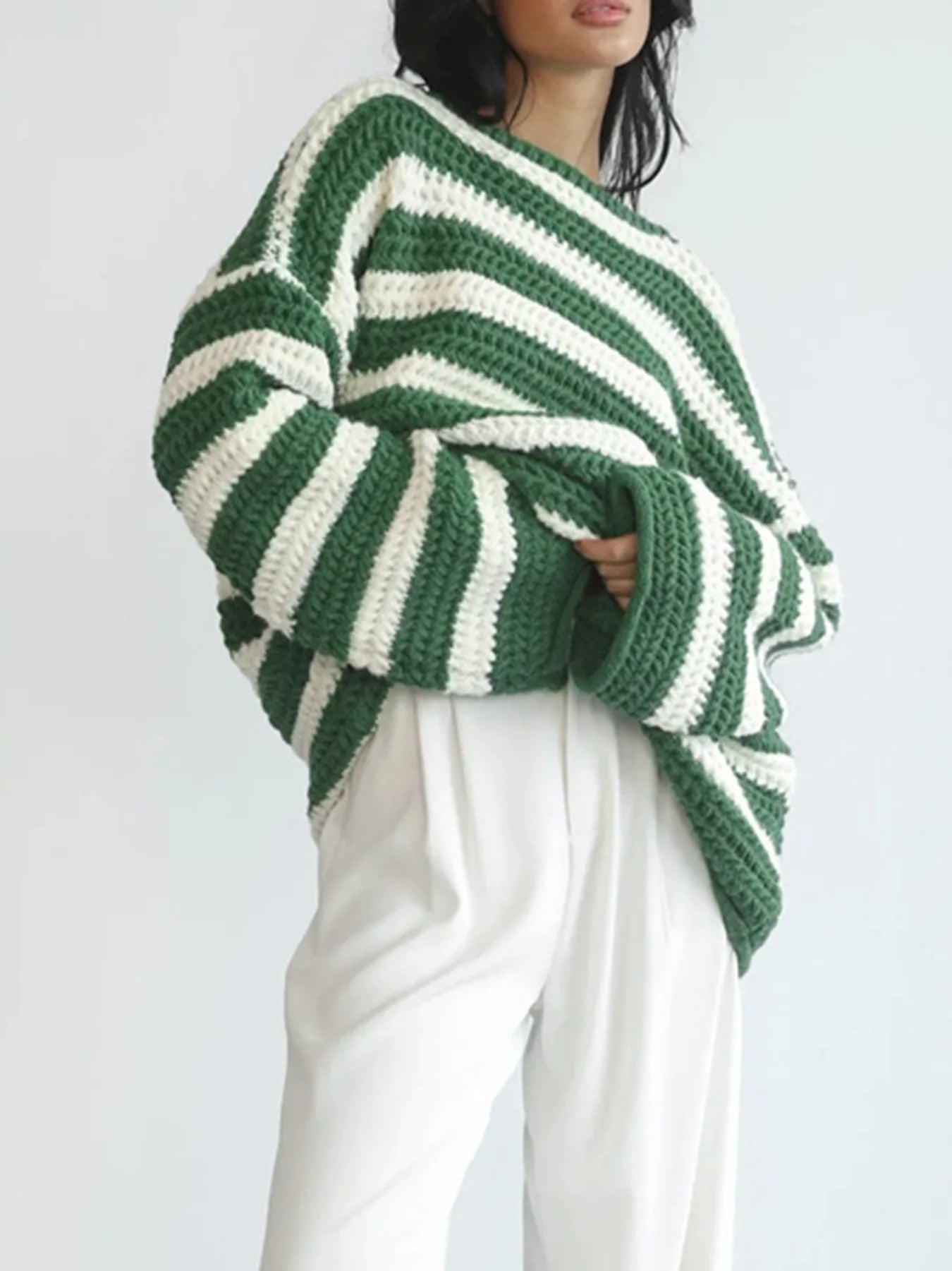 Striped Knit Pullover Sweater
