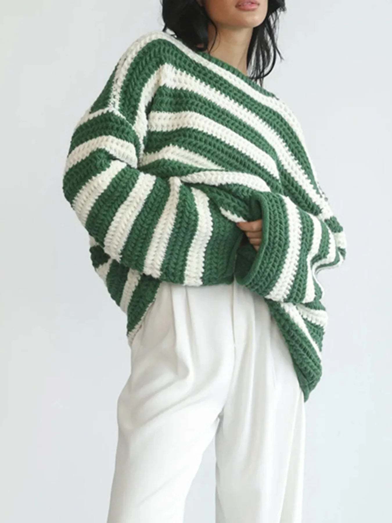 Striped Knit Pullover Sweater
