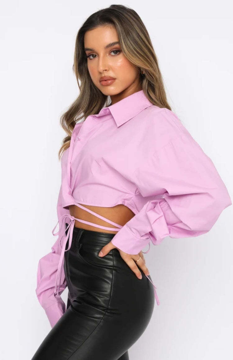 Tie-Front Cropped Shirt