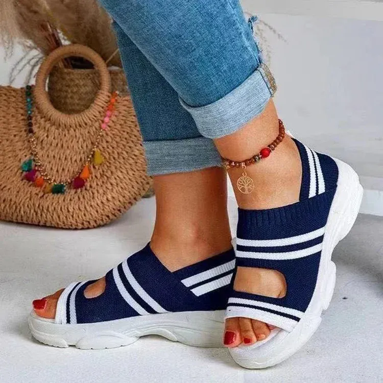 Leather Orthopedic Arch Support Sandals Diabetic Knitting Walking Sandals