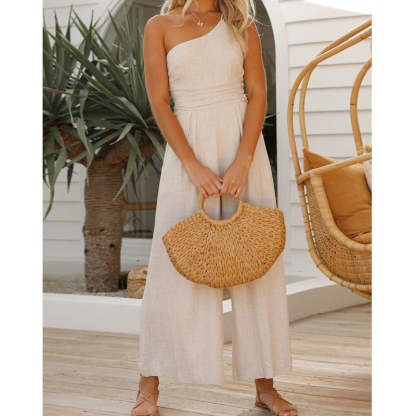 Linen Sling Jumpsuit with Wide Legs
