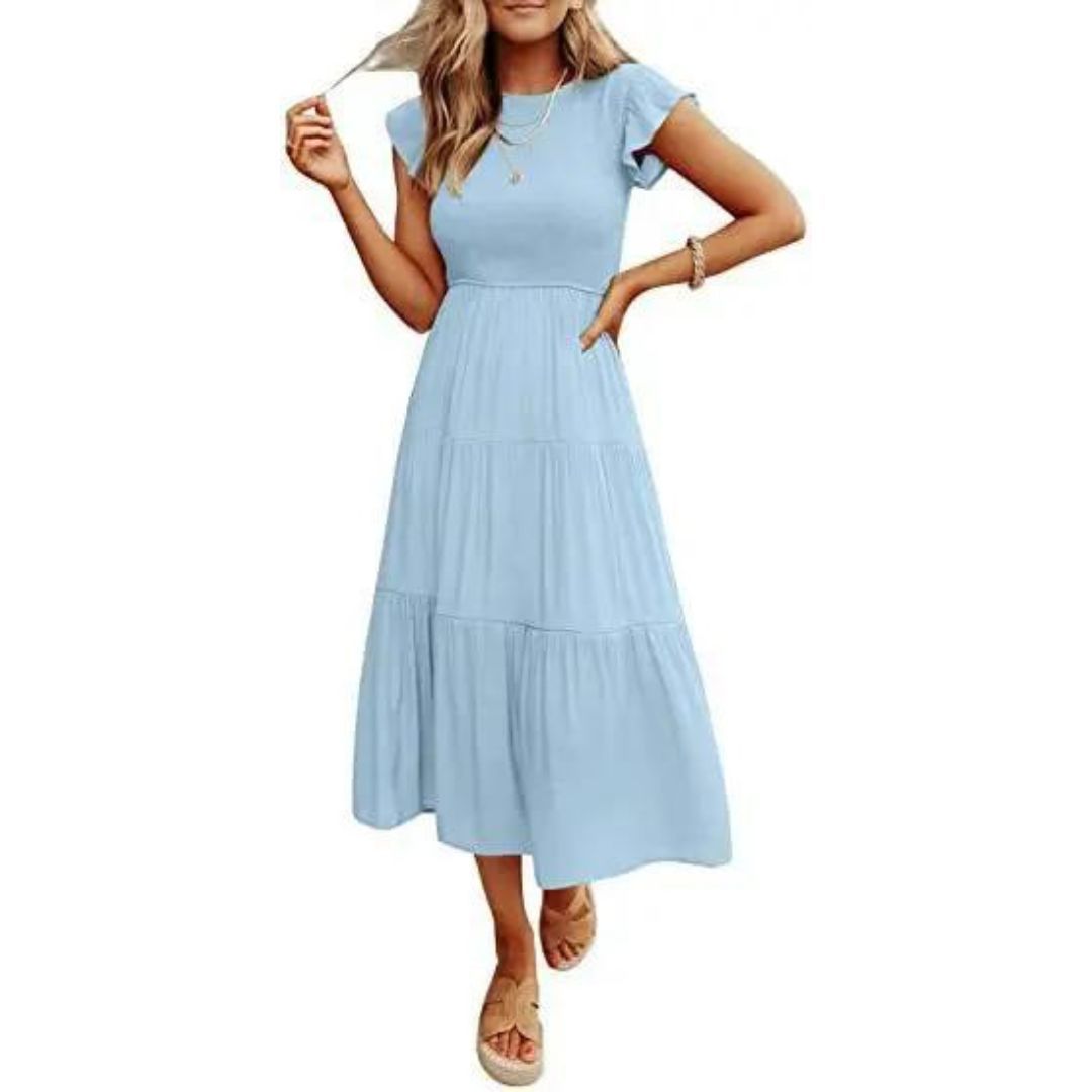 Elegant Flounce Midi Dress