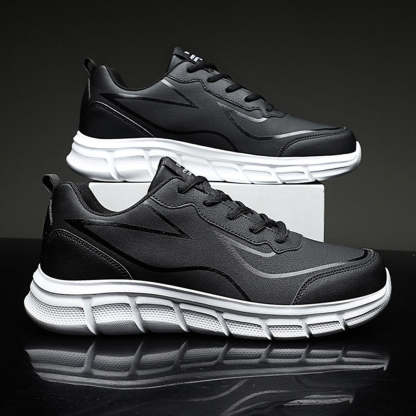 Men's Black Leather Comfort Sneakers