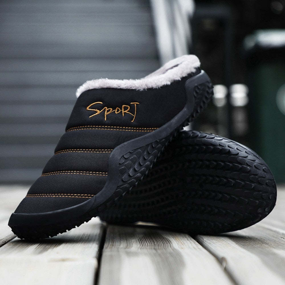 Fur Slippers For Men Warm Anti-slip Winter Shoes
