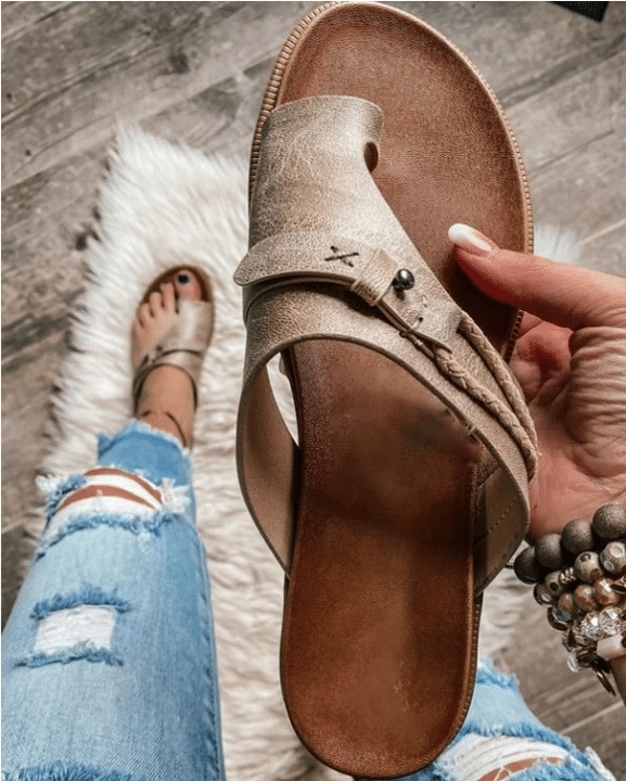 Leather Orthopedic Sandals Flip Flop Beach Summer Anti-slip