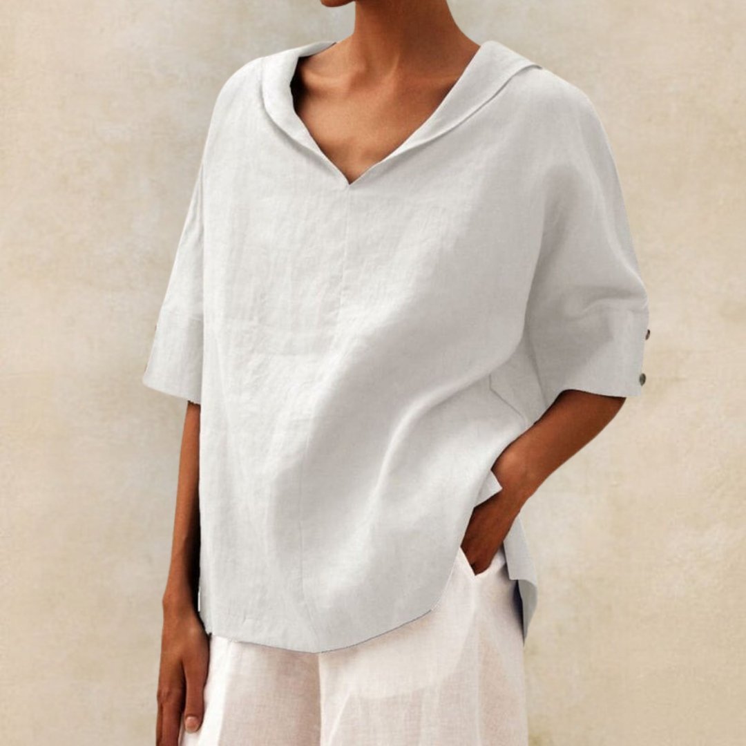 Women's V-Neck Casual Linen Shirt
