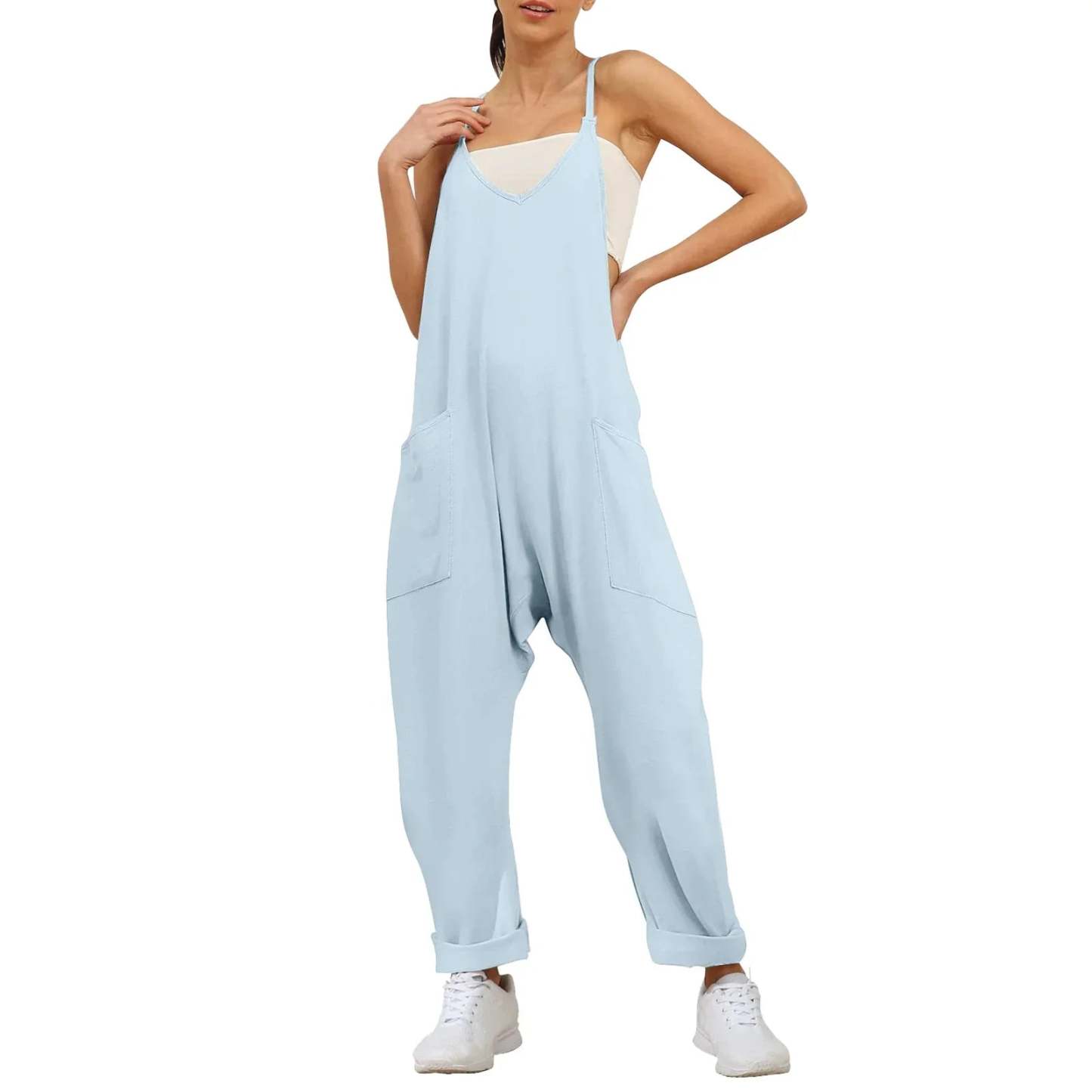 Jumpsuit with wide legs and pockets