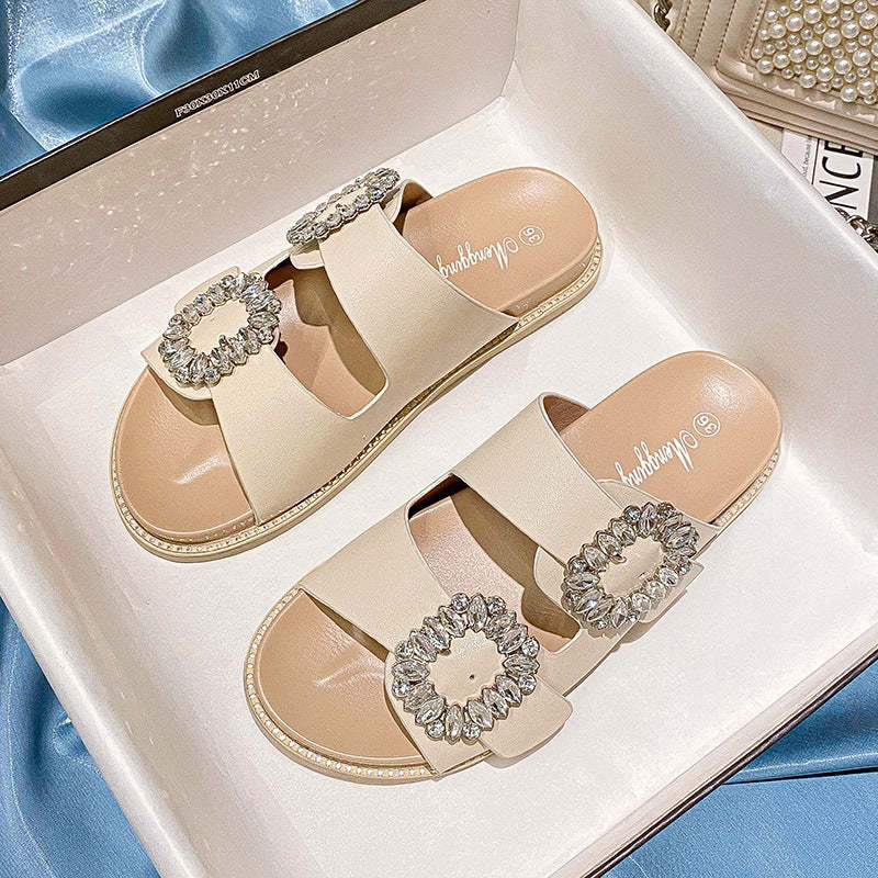 Buckle Rhinestone Beach Sandals