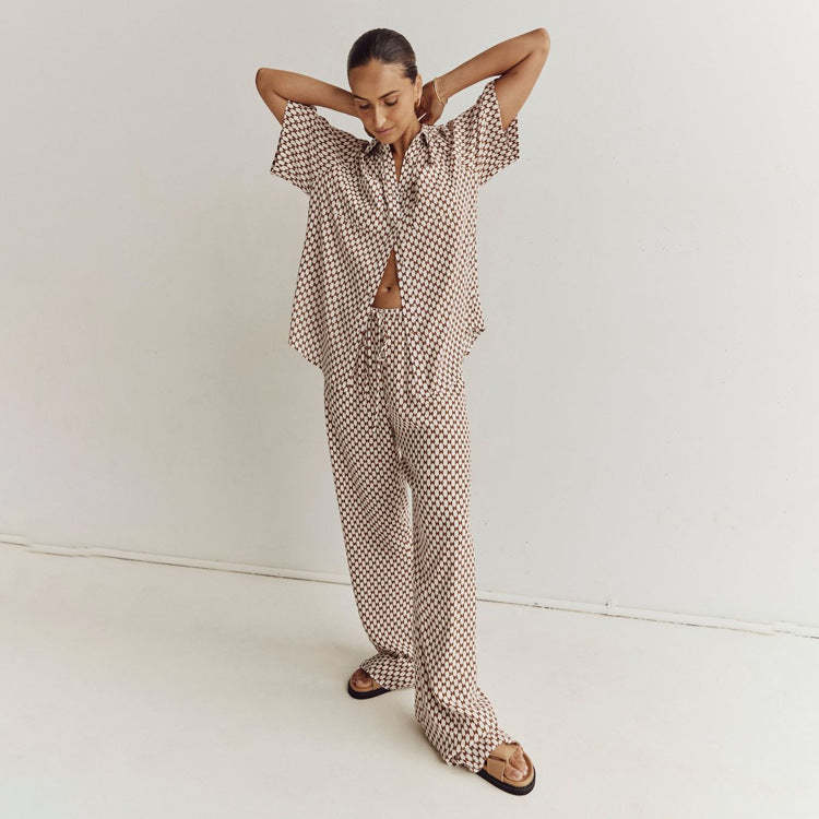 Geometric Print Shirt & Trousers Set