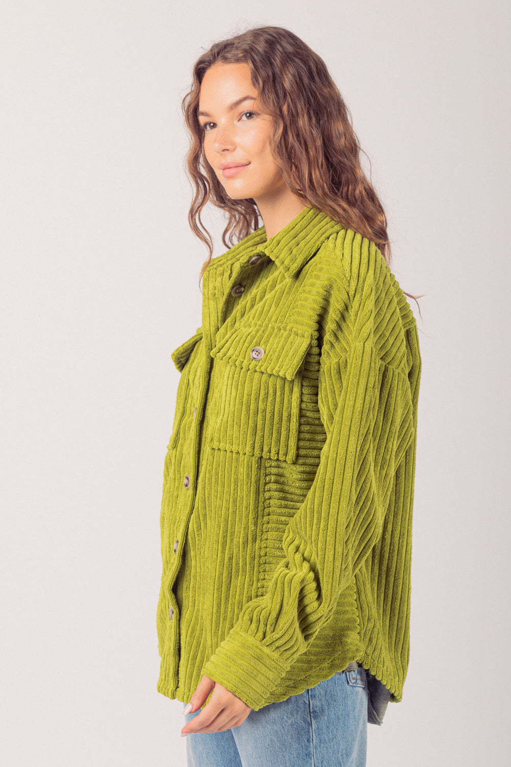 Autumn Corduroy Textured Button-Up Jacket