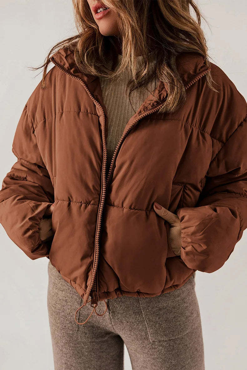Puffer Jacket with Cinched Waist