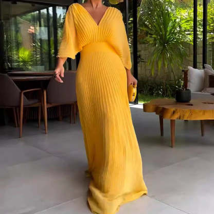  Ribbed Full-Length Dress