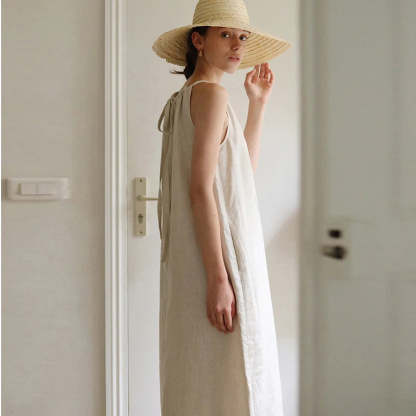Linen Halterneck Maxi Dress
