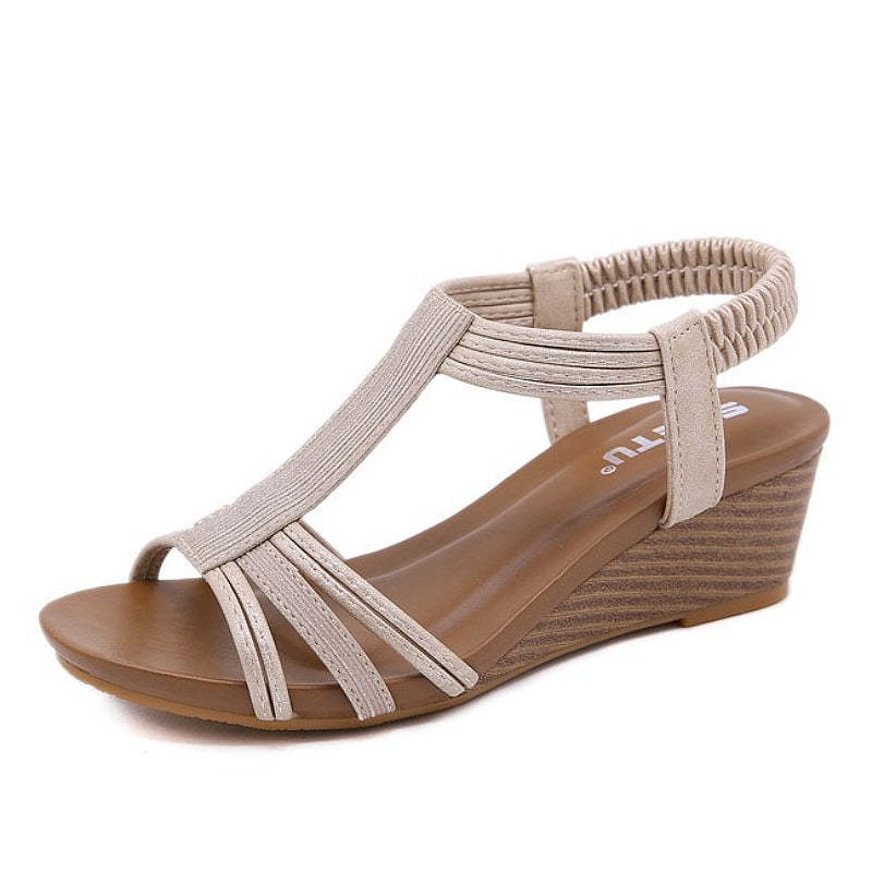 Arch Support Sandals Women Woody Design Rhinestones Open Toe Wedge Summer Beach Trendy