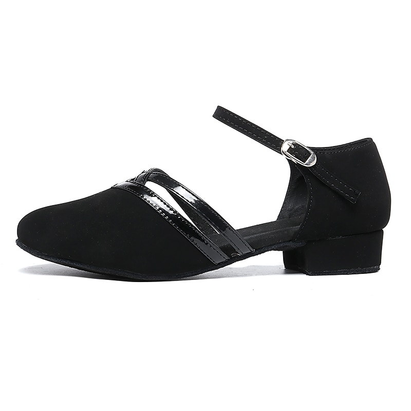 Women's Ballroom Dance Shoes Modern Dance Shoes Indoor Prom Practice Softer Insole Splicing Solid Color Low Heel Round Toe Buckle Ankle Strap Adults' Black 2024 - GBP &pound;31 &ndash;P7