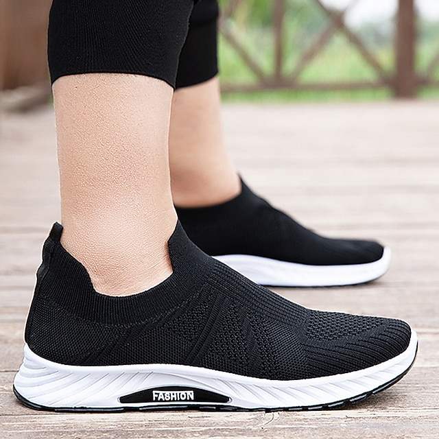 Men's Sneakers Slip On Running Shoes Non-slip Cushioning Breathable Light Soft Running Road Running Rubber Tulle Spring Fall Black Blue Grey