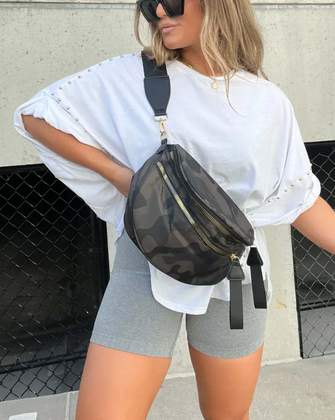 Oversized Tee with Edgy Stud Detailing