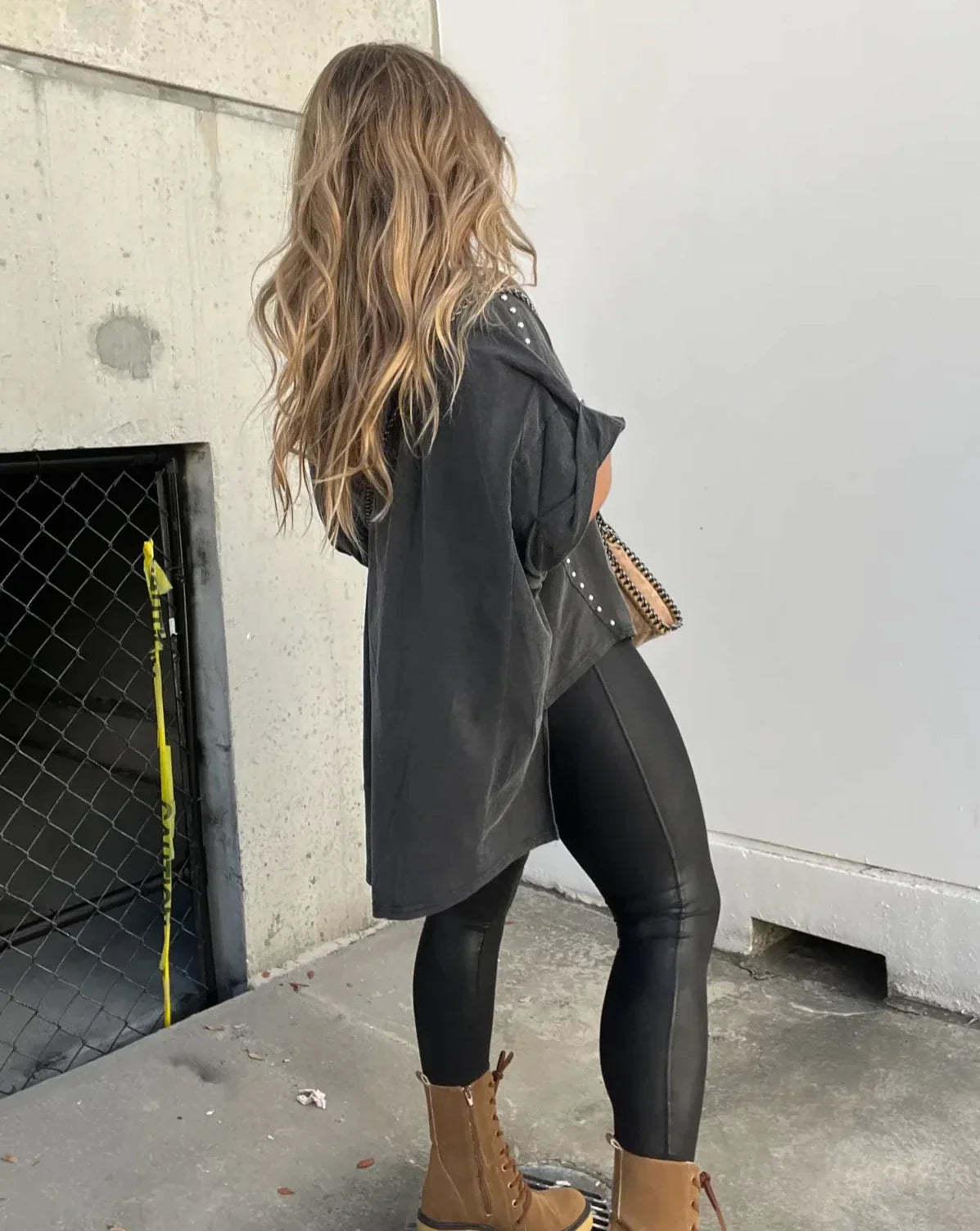 Oversized Tee with Edgy Stud Detailing