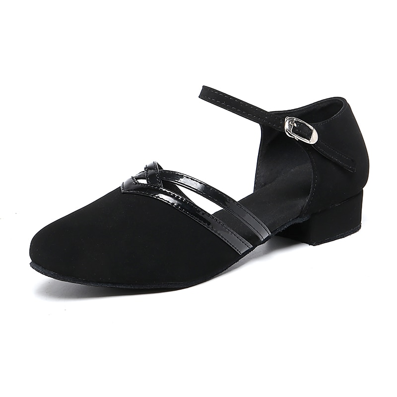 Women's Ballroom Dance Shoes Modern Dance Shoes Indoor Prom Practice Softer Insole Splicing Solid Color Low Heel Round Toe Buckle Ankle Strap Adults' Black 2024 - GBP &pound;31 &ndash;P6