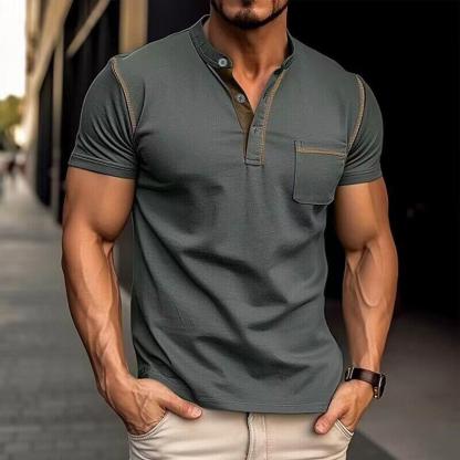 Elegant Shirt with Henley collar for Men