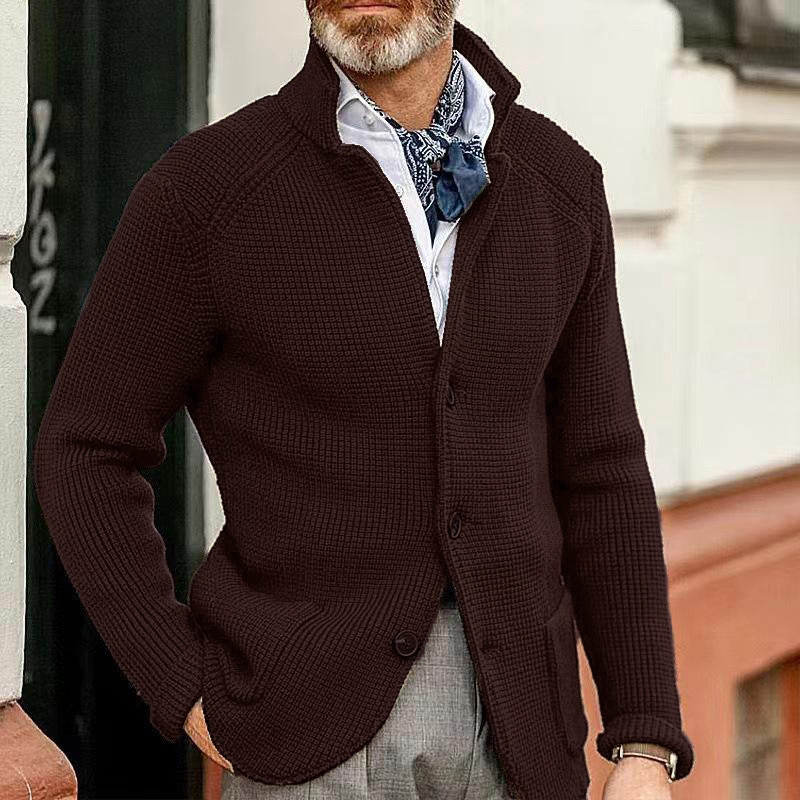Men's Casual Stand Collar Knit Blazer 65688948M