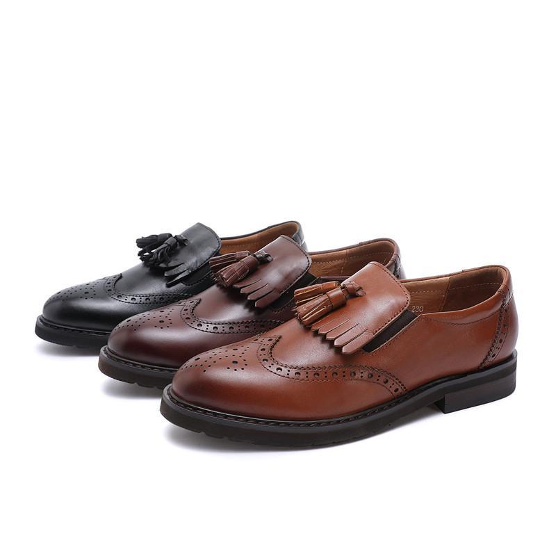 Waxing leather Brogue Loafers Womens Handmade Wingtip Shoes in Black/Coffee/Brown/BrownNew