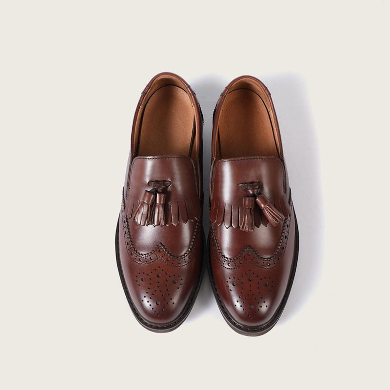 Waxing leather Brogue Loafers Womens Handmade Wingtip Shoes in Black/Coffee/Brown/BrownNew