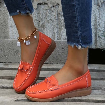 Orthopedic Women Shoes Soft Leather Slip On Walking Loafers Shoes