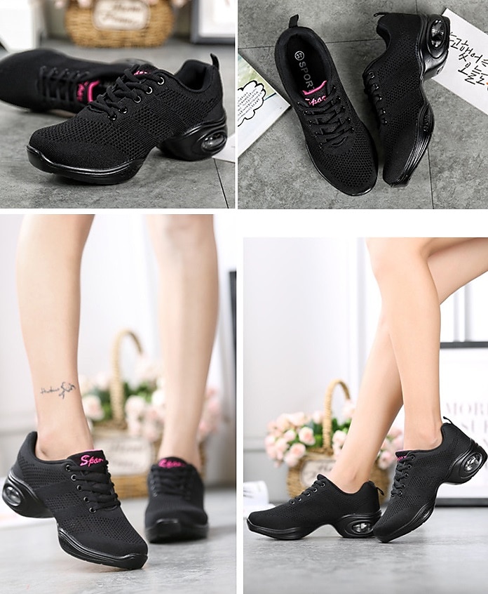 Women's Dance Sneakers Ballroom Shoes Hip Hop Salsa Shoes Practice Trainning Dance Shoes Street Dance Show/Square Dance Training Performance Practice Mesh Flat Heel White Black Red 2024 - $37.99 &ndash;P3