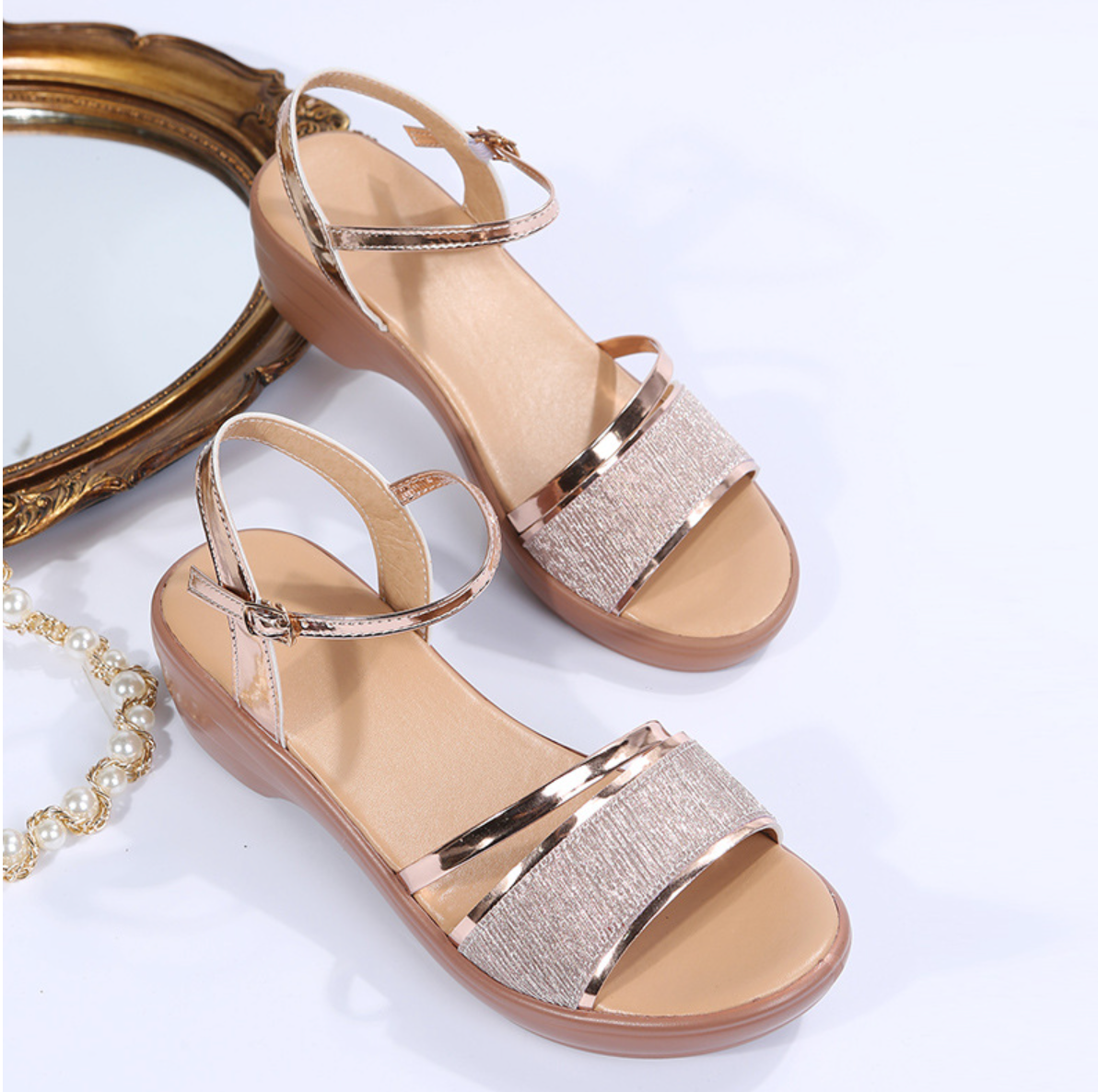 Women Sandal Comfortable Open Toe Sparkly Sandals Fashionable Rhinestone Summer Sandals