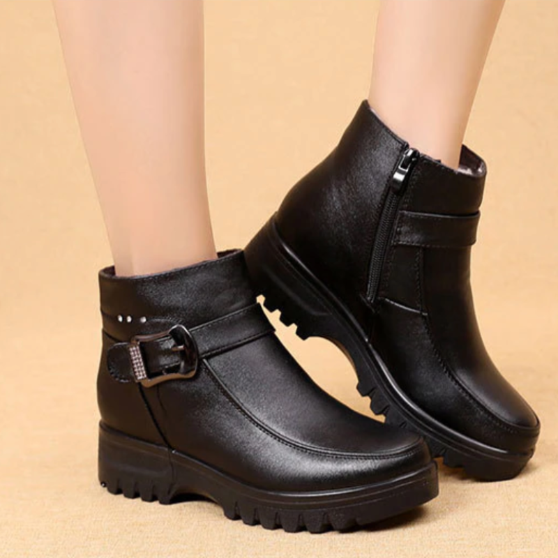 Orthopedic Women Ankle Boots Arch Support Warm Waterproof Genuine Leather Fashion
