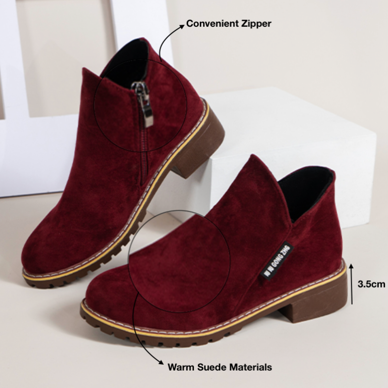 Orthopedic Women Ankle Boots Suede Warm Zipper NonSkid Fashion Designed
