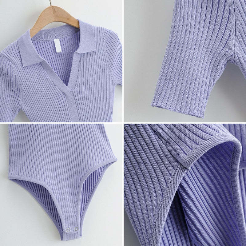 Women's Comfy V-Neck Knit Bodysuit