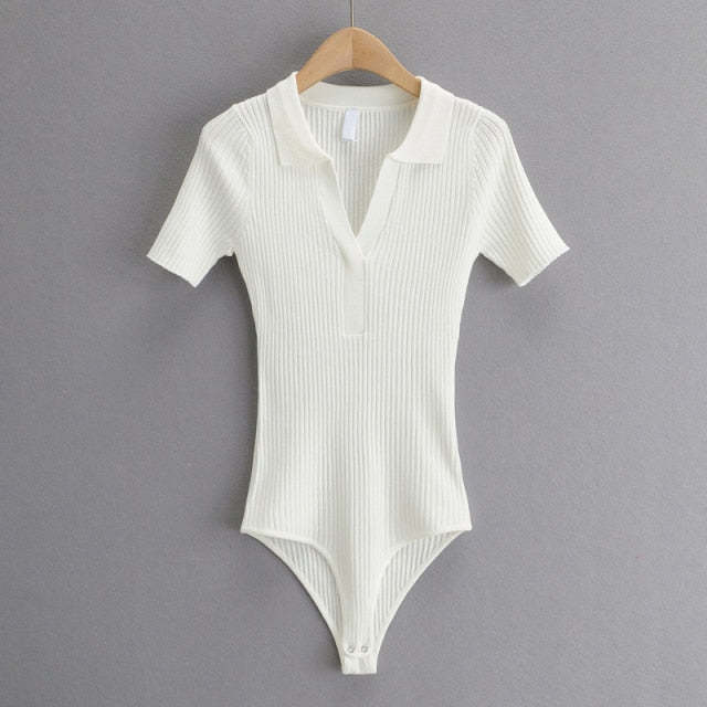 Women's Comfy V-Neck Knit Bodysuit