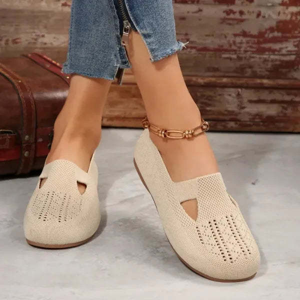 Orthopedic Women Walking Shoes Comfortable Breathable Knit Flats Round Toe Slip on Vintage