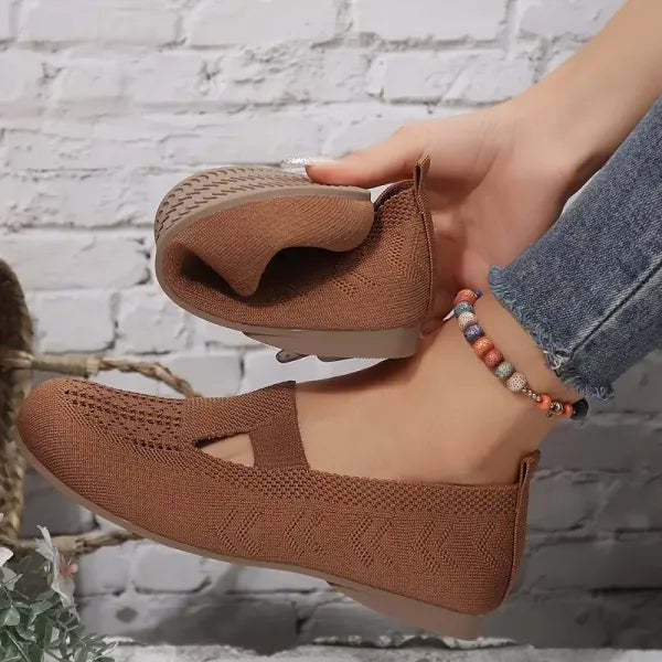 Orthopedic Women Walking Shoes Comfortable Breathable Knit Flats Round Toe Slip on Vintage