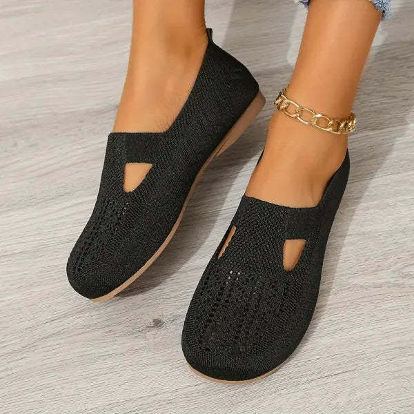 Orthopedic Women Walking Shoes Comfortable Breathable Knit Flats Round Toe Slip on Vintage
