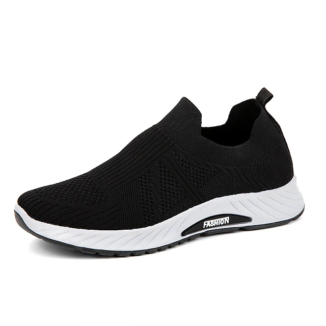 Men's Sneakers Slip On Running Shoes Non-slip Cushioning Breathable Light Soft Running Road Running Rubber Tulle Spring Fall Black Blue Grey