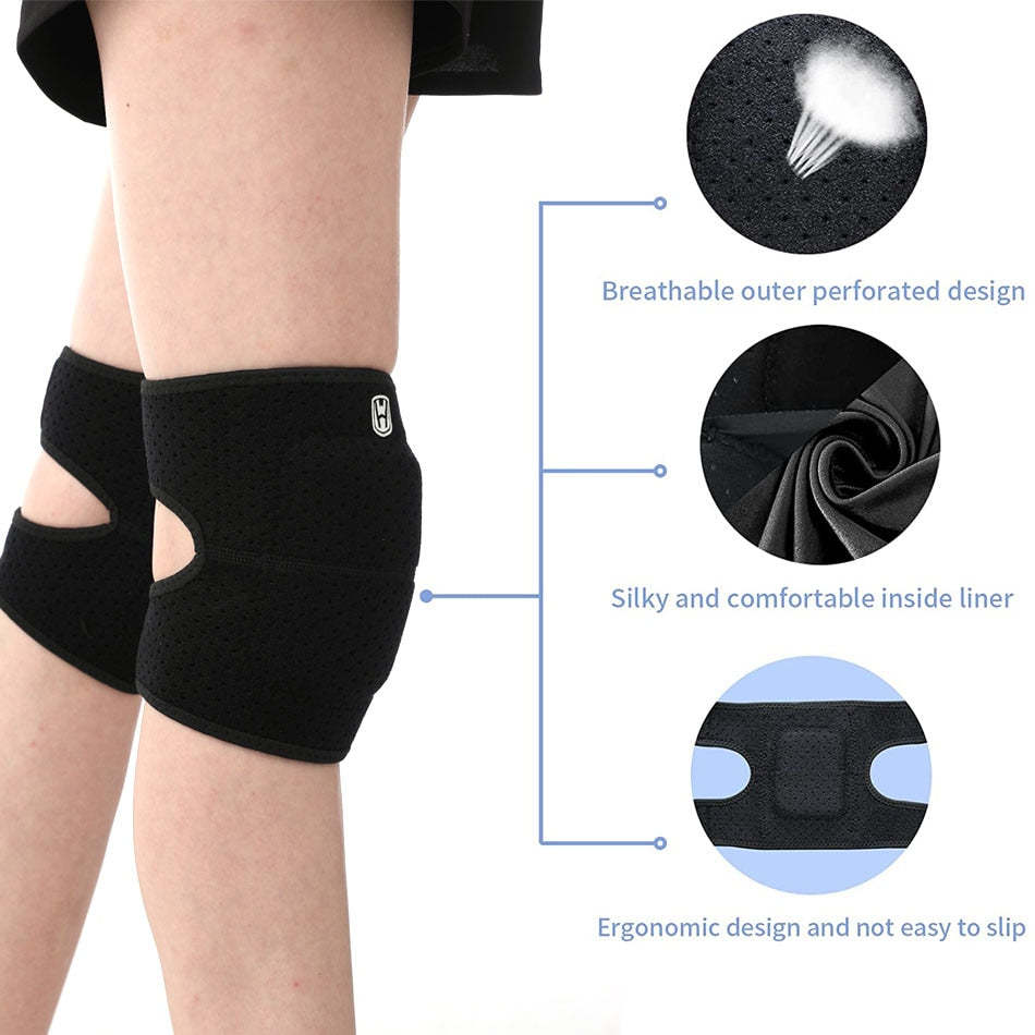 (2 PCS) EVA Knee Pads Unisex Patella Brace Support Fitness Extra Soft Adjustable Strap Protector