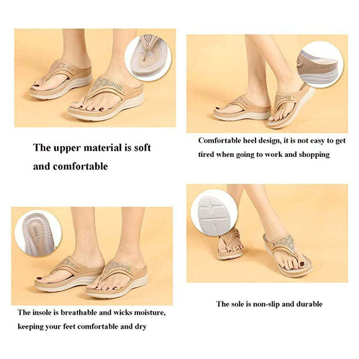 Orthopedic Sandals Wedge Hollow out Wear-resistant Summer Flip-flops