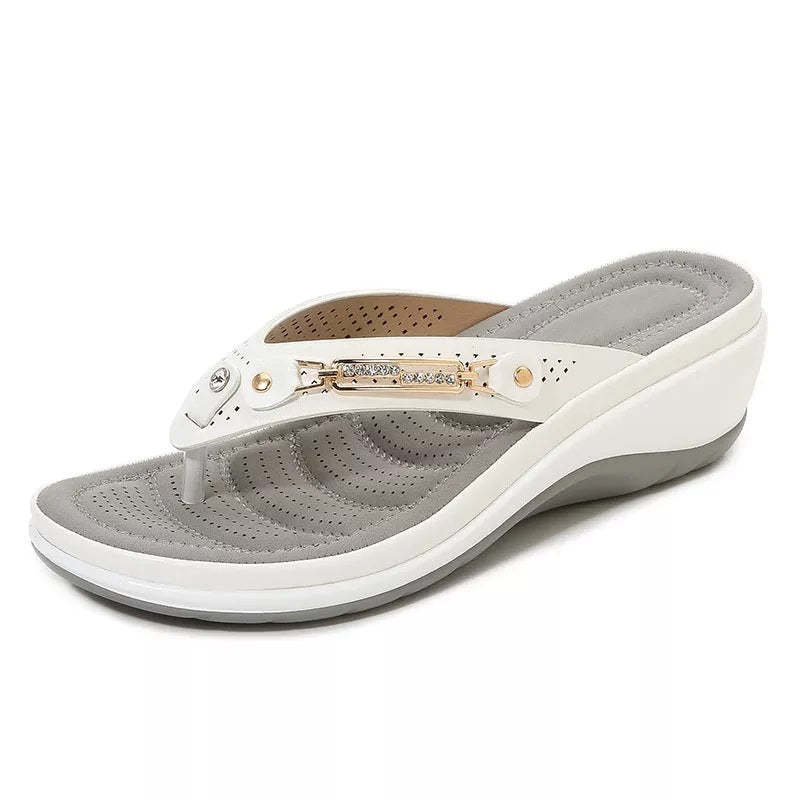 Women’s Arch Support Soft Cushion Leather Flip Flops Sandals