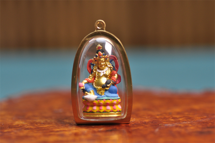 Yellow Jambhala Tsha Tsha Amulet: Wealth, Career Success, and Protection-TibetanBless