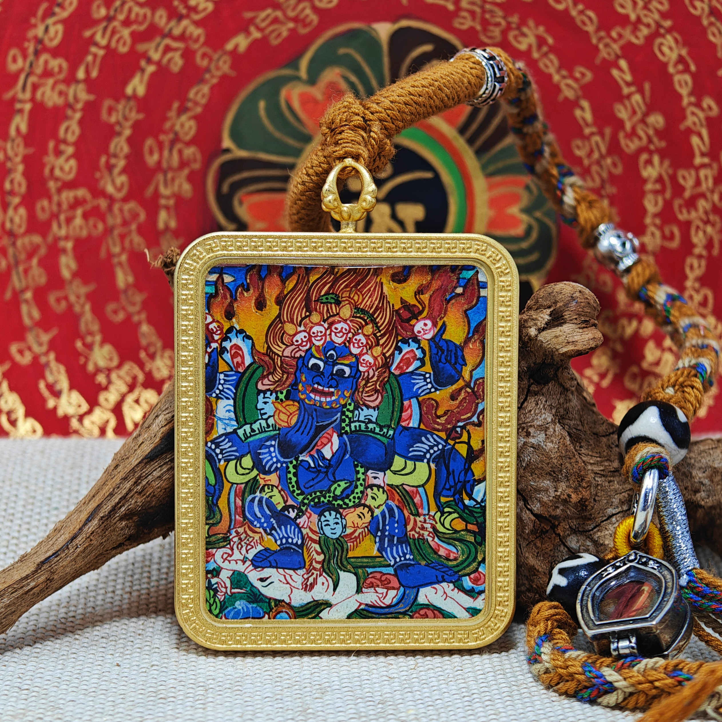 Mahakala Thangka Pendant: The Supreme Protector and Auspicious Guardian-TibetanBless
