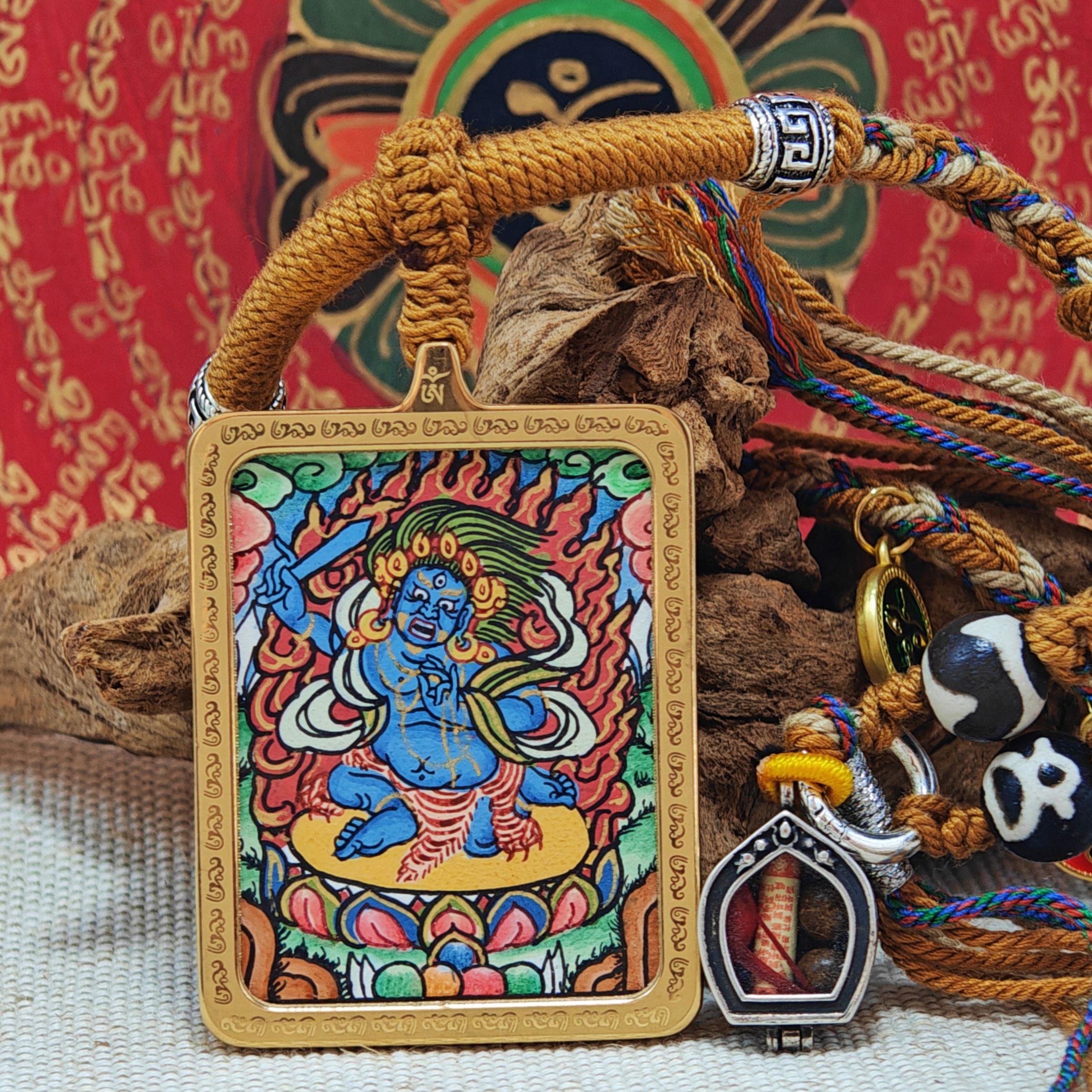 Acala Thangka Pendant: Guardian Deity of the Zodiac Rooster-TibetanBless