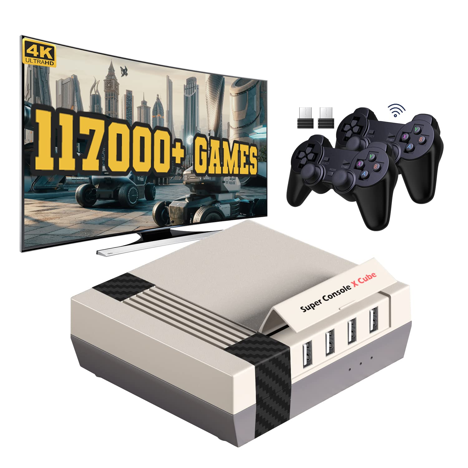 UMSOO Super Console X Cube Retro Game Console Support 117000 Video Games 70 Emulators for NAOMI/DC/MAME with Gamepads