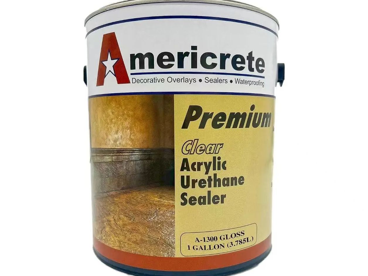Americrete A-1300 Clear Glossy Concrete Sealer - Transparent Waterproofing for Floors, Driveways, Garages, Cinderblocks, Sandstone, Sidewalks, and Other Interior or Exterior Cement (1 Gallon)