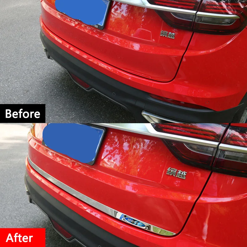 For Geely Coolray 2018-2021 BinYue Rear Bumper Tailgate Stainless Steel Mirror Decorative Sticker Car Accsesories Stickers Parts-YeHua MG Shop