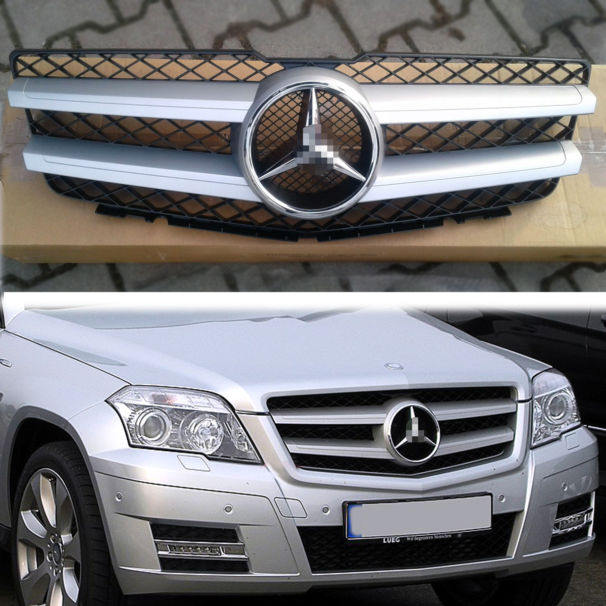 Grille For 2010 2011 2012 Mercedes-Benz GLK X204 GLK350 Front Grill Silver W/Emblem