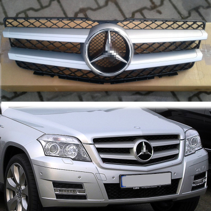Grille For 2010 2011 2012 Mercedes-Benz GLK X204 GLK350 Front Grill Silver W/Emblem
